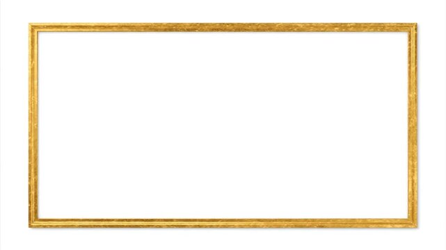 Gold Picture Frame on White Background.