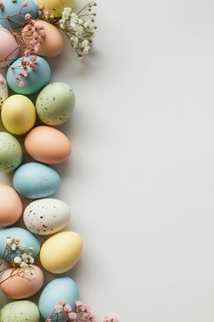 Easter eggs border with floral decorations