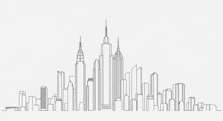 Obraz premium Minimalist Line Drawing of a City Skyline.