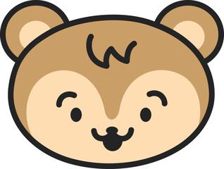 Obraz premium Bear face. Cute animal emoji. Forest fauna