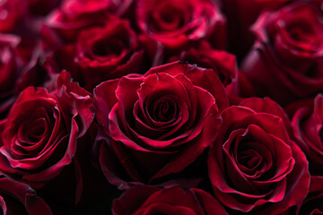 Obraz premium Luxurious Close-up of Deep Red Roses with Velvet Texture