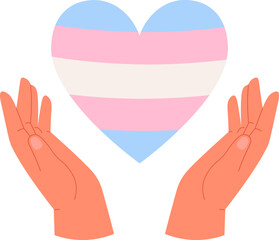 Obraz premium Transgender love symbol. Heart in human hands sign
