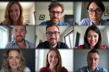 Fototapeta premium Capturing Close-Up Facial Expressions: Diverse Emotions in Video Conference Calls