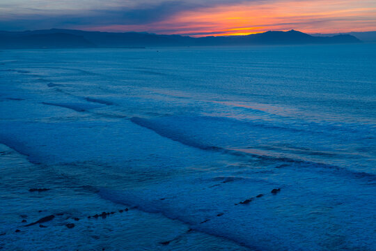 Sunset landscape near Barrika beach in the Province of Bizkaia, Basque Country Autonomous Community, Spain, Europe