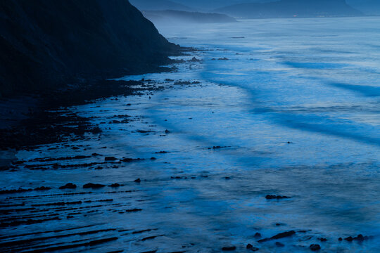 Sunset landscape near Barrika beach in the Province of Bizkaia, Basque Country Autonomous Community, Spain, Europe