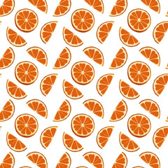 White background with orange slices.Vector seamless pattern with orange slices on a white background. © Инна Федорова