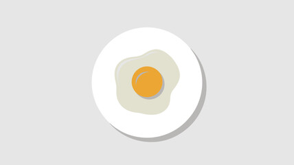 A fried egg on a plate, a simple food illustration from a top view, showcasing a breakfast scene.