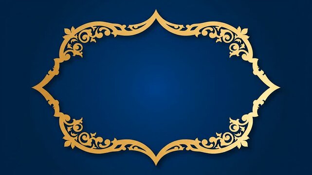 Ornate Gold Frame on Blue Background.
