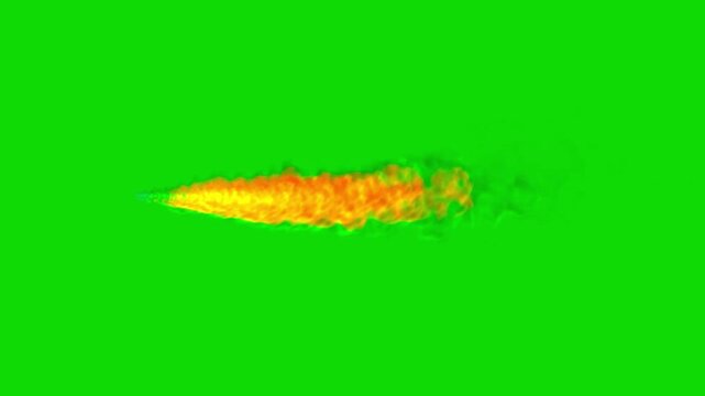 Fire Flamethrower Spray Animation on Green Screen Background
