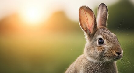 Obraz premium Easter bunny portrait on easter day with sunshine