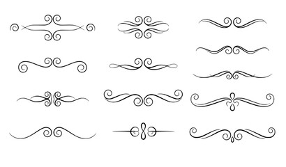 Obraz premium Minimal Decorative Swirl Divider and Flourish Vector Set