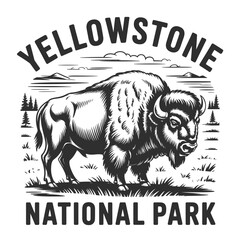 Vintage style illustration of a bison in yellowstone national park © MSTMORSHEDA