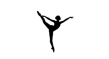 Graceful ballerina performing a ballet pose with perfect balance, isolated white background. © mangun