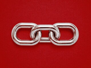 Naklejka premium silver chain link partnership symbol isolated on a red background