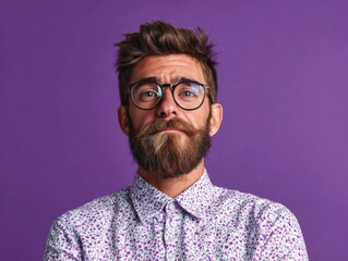 Obraz premium entrepreneur with modern glasses portrait isolated on a red background