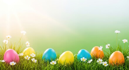 Ester day eggs in grass easter day colorful eggs