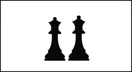 Two chess queens stand facing each other a striking silhouette © MDEmon