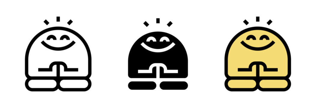 Conjunto de iconos de meditaci&oacute;n. Bienestar mental, relajaci&oacute;n consciente, equilibrio emocional, salud interior. Ilustraci&oacute;n vectorial