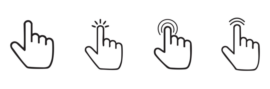 Set of 4 hand cursor icons vector
