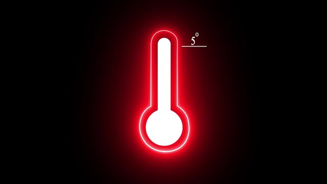 Thermometer animation. Rise in temperature. Measurements 5 of temperature and  or human body. 4K video with  channel