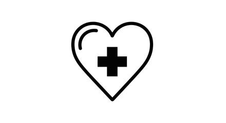 Obraz premium Black Heart with Medical Cross Symbol Icon