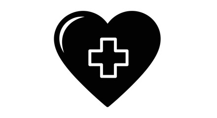 Obraz premium Black Heart with Medical Cross Symbol Icon