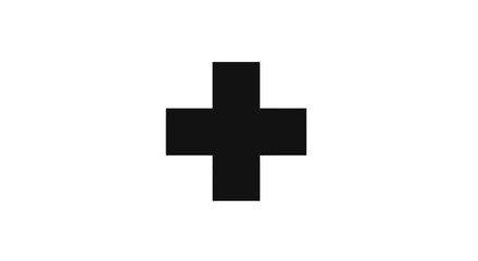 Obraz premium Simple Black Medical Cross Symbol on White Background