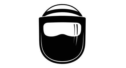 Obraz premium Black Safety Face Shield Icon on White Background