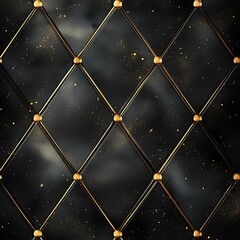 Fototapeta premium Black and gold luxurious seamless quilted background with sparkling gold dust effect