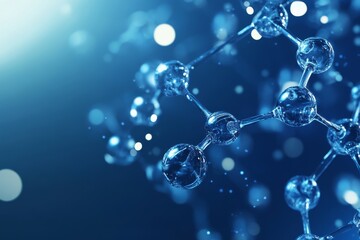 Suspended molecules in blue futuristic style represent advanced technology in medical science and innovative research