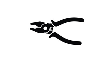Black silhouette of combination pliers on a white background