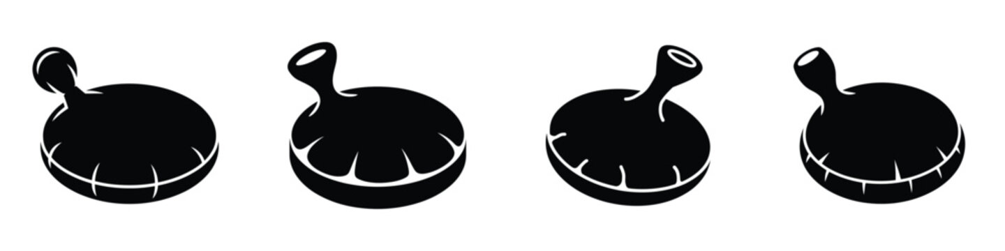 Whoopee Cushion Silhouette Vector Set &ndash; Funny April Fools Day Prank Icons, Classic Joke Toy Illustration, Comedy Gag Element, Black and White Humor Clipart Design