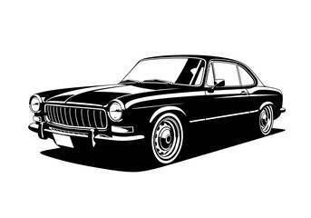 Obraz premium Classic Coupe Vector, Vintage Car Silhouette Illustration