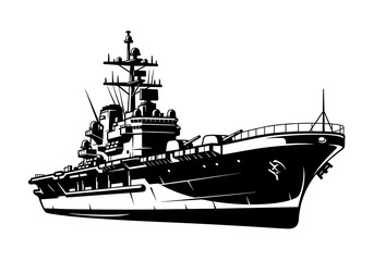 Battleship Vector, Warship Silhouette, Naval Ship Illustration © Saad Hassan