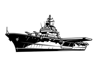 Aircraft Carrier Vector, Warship Silhouette, Naval Ship Illustration © Saad Hassan