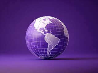 Naklejka premium white globe with latitude longitude lines isolated on a purple background