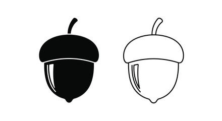 Two acorns depicted in contrasting black and white line art styles © Tm Studio