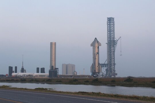 Starship and Super Heavy Rocket at Boca Chica Starbase, South Texas 
