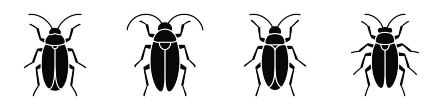 Funny April Fools Cockroach Silhouette Vector Set &ndash; Fake Bug Prank Insect Icons for Joke Decorations and Mischievous Designs