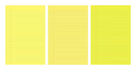 Set of yellow legal pad pages with lined designs © dniprodd