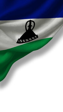 The flag showcases bold colors of blue, white, and green, symbolizing the nation's freedom. The emblem at the center represents Lesotho's heritage and unity during national celebrations.