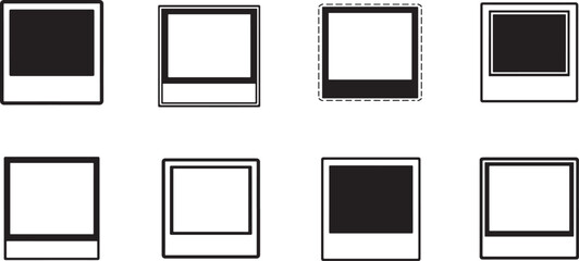 Polaroid photo frame vector set isolated on white background. Vintage instant photo frame collection.