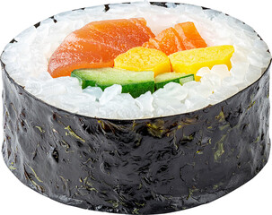 음식-김밥-김초밥-연어김밥-노리마키-후토마키-후토마끼-연어 후토마키-김밥 조각-김으로 감싼 밥-김밥 단면-단 하나-배경 제거