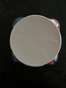A sealed lid on a food container