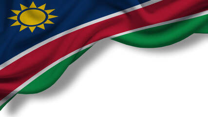 The flag of Namibia showcases a vibrant design with blue, red, green, and yellow colors, representing the country's sovereignty and unique identity