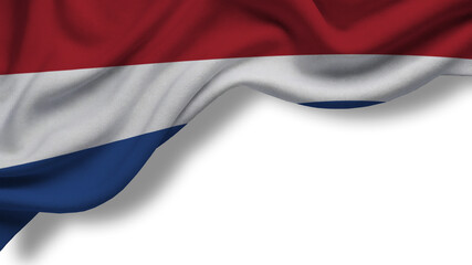Obraz premium The Dutch flag proudly waves in the breeze, symbolizing Independence Day. Red, white, and blue colors capture the essence of sovereignty and unity on this special occasion.