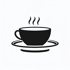 Obraz premium Hot steaming coffee cup icon isolated on white minimal morning beverage concept