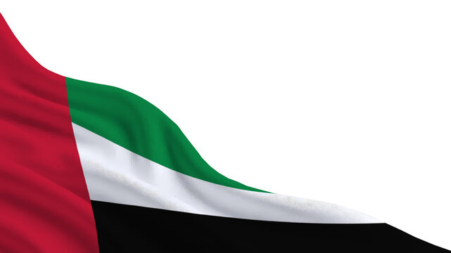 The flag features horizontal stripes of red, green, white, and black, symbolizing the United Arab Emirates' unity, history, and cultural values, displayed with pride during national celebrations.