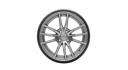 Obraz premium Modern Car Alloy Wheel Rim with Tire Isolated on Transparent Background