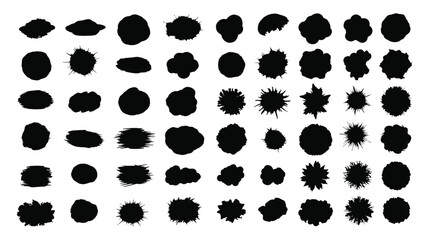 Fototapeta premium Collection of black inkblots on white background